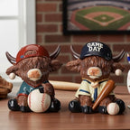 Wesiti 2 Pcs Baseball Highland Cow Figurines, Resin Statue with Bat Ball - Image 5