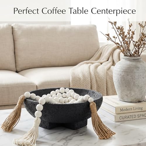 FESTGLOX Black Decorative Bowl, Large Fruit Bowl for Kitchen Counter - Image 3