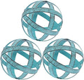 Kesywale 3.3 Inch Decorative Spheres Set of 3, Metal Band Decorative Balls Orbs Metal Spheres Home Decor Accents Dining Table Centerpieces for Living Room Bedroom Kitchen Office Coffee Table (Blue) by Kesywale
