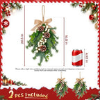 2pcs Christmas Door Swags White Berry Artificial Greenery Decor - Image 3