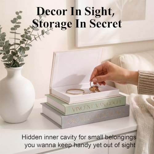 Emibele 3 Pack Fake Linen Book Storage Boxes Modern Home Shelf Table Decor - Image 2