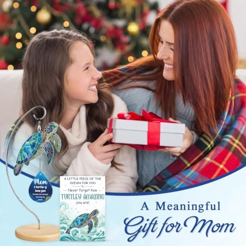Christmas Birthday Gifts for Mom from Daughter Son - Mini Positive Turtle Gifts for New Bonus Step Mom Mama Mother in Law - I Love You Cute Stuff Things Stocking Stuffers for Moms - Turtle Desk Decor - Image 2