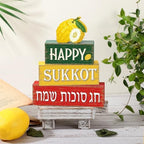 Marsui 4 Pcs Happy Sukkot Table Decor Wooden Sukkah Decorations - Image 5