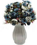 CATTREE Artificial Peony Bud Mixed Flowers, Plastic Plants Silk Fake Flowers Bouquet Bridal Home Garden Office Kitchen Bathroom Table Centerpieces Wedding Decor Decorations 4 pcs - Blue by CATTREE