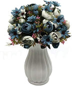 CATTREE Artificial Peony Bud Mixed Flowers, Plastic Plants Silk Fake Flowers Bouquet Bridal Home Garden Office Kitchen Bathroom Table Centerpieces Wedding Decor Decorations 4 pcs - Blue by CATTREE