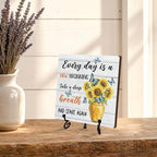 Everyday Is A New Beginning Wooden Sign, Farmhouse Sunflowers Desk Decor for Home, Bedroom, Office, Inspirational and Motivational Gifts for Women Men (A04) - Image 4