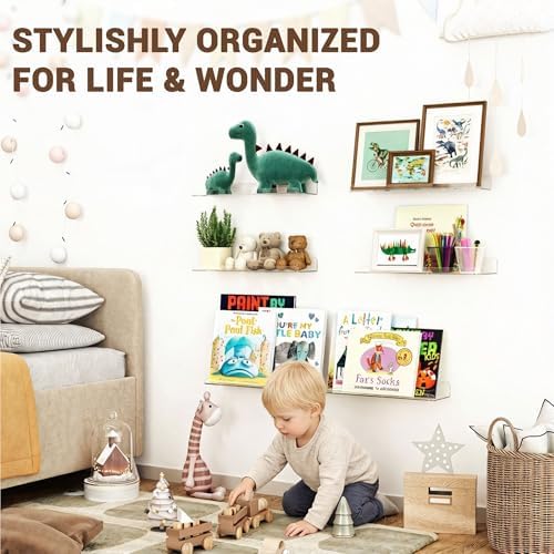Qukaka 15" Clear Floating Shelves for Wall, 4 Pack Display Ledges - Image 2