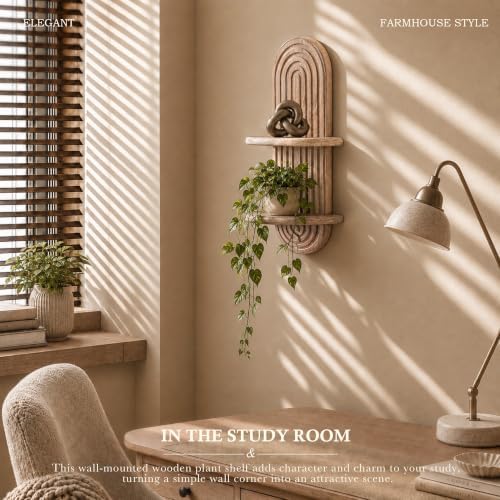 Plant Wall Shelf for Home Decor: Hanging Plant Shelf for Displaying,Natural - Image 4