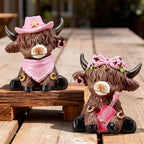 Wesiti 2 Pcs Highland Cow Figurines Resin Farmhouse Coffee Decor Statues - Image 2