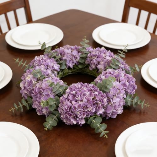 Kimura's Cabin 6Pcs Artificial Hydrangeas Flower Silk Fake Flowers,Purple - Image 5