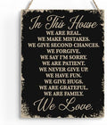 In This House Wooden Hanging Sign, House Rules Signs, Farmhouse Living Room Home Decor Wall Art, Inspirational Family Quote, Scripture Wooden Hanging Sign for Farmhouse Home Wall Art Decoration by BELLOWDEER
