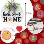Interchangeable Welcome Sign for Front Door with 14 Changeable Icons, Farmhouse Front Porch Decor Rustic Wooden Wall Sign with 12 LED Lights, Outdoor Seasonal Welcome Home Decorations (White1) - Image 3