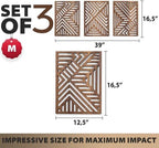qmmp Modern Wooden Wall Sculptures - Set of 3 - Home Decor Accent - Large Wall Art for Living Room, Bedroom, Office - Easy Installation (Walnut, Medium - Direction) - Image 4