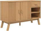 Scandinavian Solid Pine Sideboard, Mid-Century Modern Buffet Cabinet by Unknown