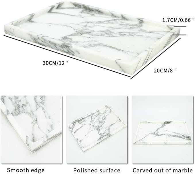 Real Luxurious Natural Marble Vanity Tray Genuine Marble Storage Tray - Image 2
