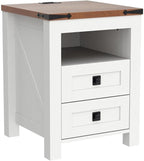 T4TREAM Nightstand with Charging Station, End Table, Side Table with 2 Drawers - Image 4
