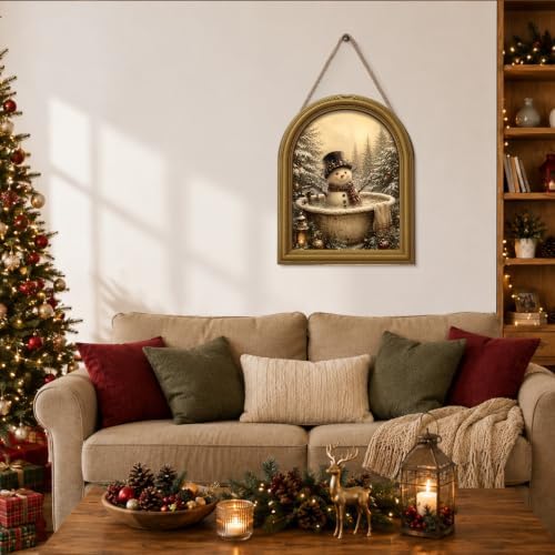 Christmas Bathroom Decor Vintage Winter Snowman Wall Art Sign Table Decor - Image 6