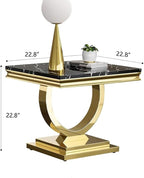 Henf Marble End Table Modern Black Faux Marble Sofa Side Table - Image 2
