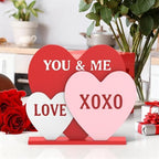 OLANRUN Valentines Day Decorations, 8.7 Inch Valentine Table Decorations Wooden Heart Sign with Letter LOVE XOXO, Valentines Day Decor Indoor for Home Office Kitchen Tiered Tray Table Fireplace Mantel - Image 4