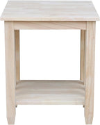 HomeStock Asian Tall End Table, Solid Parawood, 32 lbs, Butcher Block Surface - Image 5