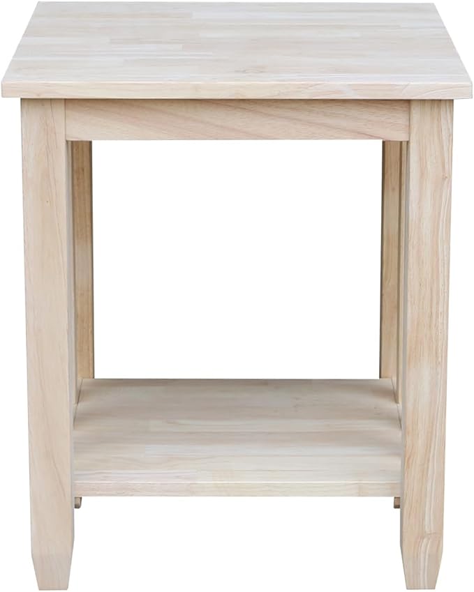 HomeStock Asian Tall End Table, Solid Parawood, 32 lbs, Butcher Block Surface - Image 5