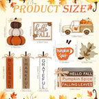 11 Pcs Fall Table Decorations Autumn Pumpkin Wooden Decorative Set Featuring Blessings Gratitude and Appreciation Sign for Thanksgiving Various Occasions Family Dining Kitchens Offices - Image 3