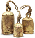 Handicrafts Vintage Rustic Metal Harmony Cow Bells Set of 3 Huge Rustic Christmas Handmade Bells On Jute Rope by CarfarHandicrafts