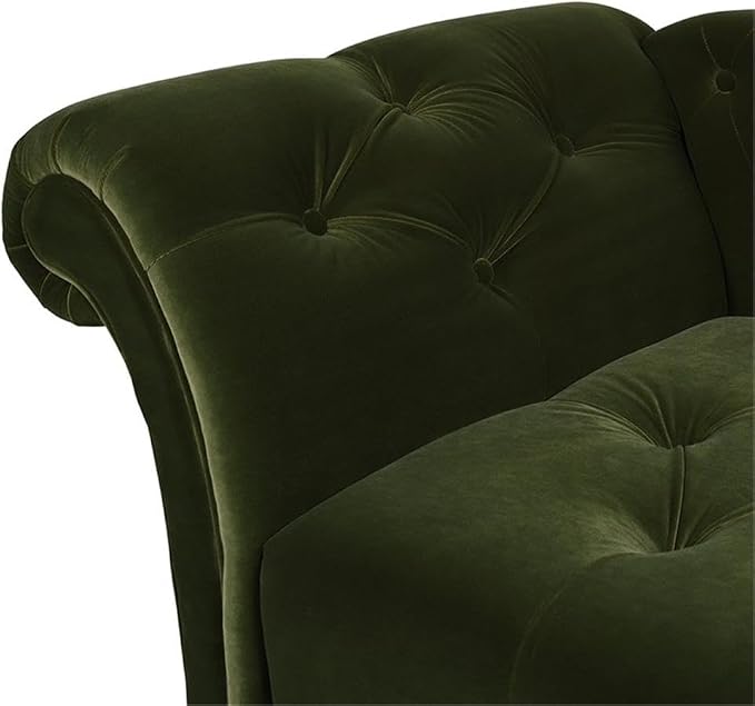 Pemberly Row Tufted Roll Arm Chaise Lounge, Olive Green Velvet Upholstery - Image 9