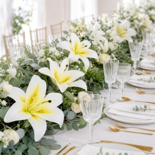 18 Pack White Large Fake Lilies Heads with Realistic Stamens - Image 5