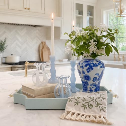 11″ Blue & White Ginger Jar with Lid Classic Peony Home Decor Aesthetic - Image 2