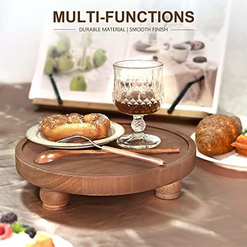 EOSAHR Wood Display Riser: Pedestal Stand for Rustic Kitchen Decor, Brown - Image 4