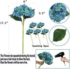 5Pcs 18" Blue Silk Hydrangea Artificial Flowers - Image 2