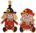 Juegoal 2 Pack Fall Tabletop Decorations Scarecrows, Thanksgiving Harvest Handmade Scarecrow, Autumn Shelf Sitters Figurine Gifts, Home Table Centerpieces Housewarming Present Holiday Decor, Shape A by Juegoal