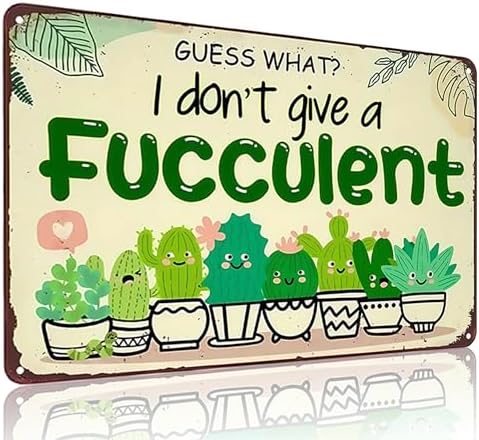 Bestylez Garden Gifts Vintage I Don't Give A Succulent Gardening Signs for Home Garden Greenhouse Living Room Bedroom Yard Outdoor Decor 8X12 Inch (3363) by RustFreeBrightColorsDurableandNotFade