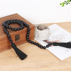 RAMIRABI Wood Beads Garland with Tassels, 39in Black Beads Home Decor - Image 3