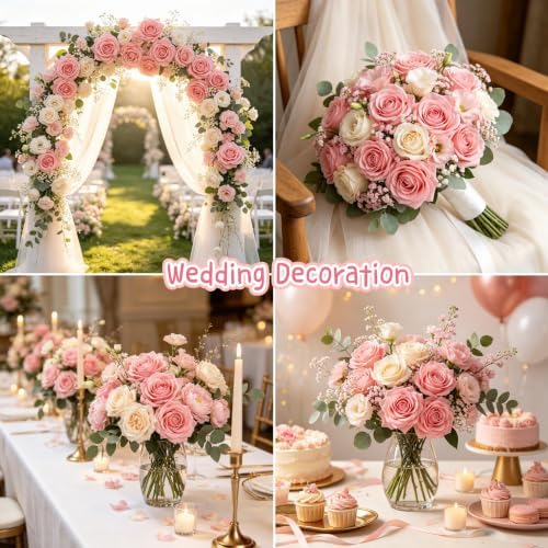 Kimura's Cabin 12pcs Real Touch Rose Artificial Flowers Long Stem,Dark Pink - Image 6