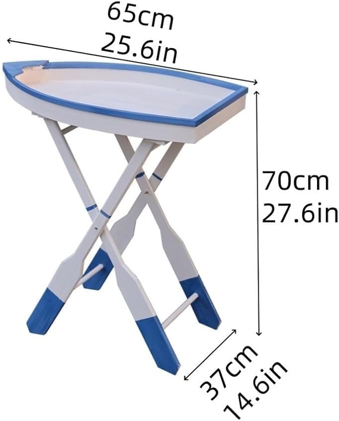 Boat-Shaped Solid Wood Folding Coffee Table, Foldable Accent Table - Image 2