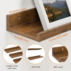 36inch Long Floating Shelves for Wall Decor, 3-Set Shelves with Lip, Brown - Image 4