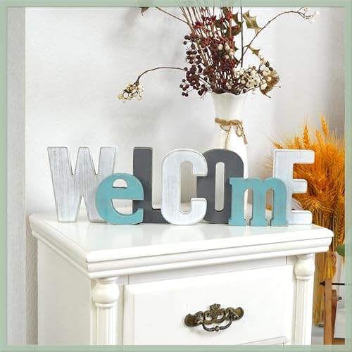 Welcome Wood Freestanding Stacking Alphabet Sign 16x5 Inches - Image 4
