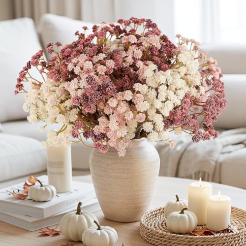 N&T NIETING Baby Breath Flowers Artificial Bulk, 10Pcs, Fall Pink Decor - Image 2