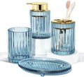 CERBIOR Bathroom Accessories Set, 4 PCS Glass Bathroom Set,Golden Blue by CERBIOR