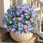 Blue Purple Artificial Morning Glory Flowers for Outdoor Planters, Premium UV Resistant Silk Faux Flowers for Porch, Hanging Basket & Window Box, Cottage Garden Decor, No Pot, 13.3 Inch, 8 Bundles by UqueetenLtd