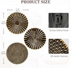 Briful 12" Wall Décor Pack of 3 Metal Gold & Black Washed Starbursts Radial Plate Wall Art Modern Accent Hanging Wall Decorations For Home Office Bedroom Or Living Room Wall Sculptures - Image 2