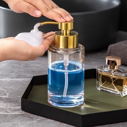 Enra Gold Foaming Soap Dispenser, Thick Glass Bathroom Hand Soap Dispenser - Image 5