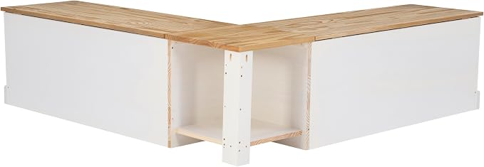 Linon Harris Natural and White Two Tone Backless Corner Breakfast Nook - Image 14