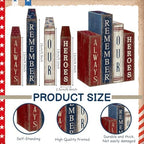 Lineshading 4 Pcs 4th of July Table Decoration Wooden Book Patriotic Sign - Image 3