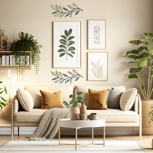 Zhengmy 2 Pcs Metal Leaf Wall Art Vine Branch Decor,Gradient Green - Image 6