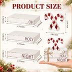 Geelin 4 Pcs Christmas Candy Cane Table Decoration Wooden Book Stack Signs - Image 3