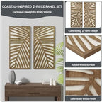 Madison Park Wall Décor for Living Room - Birch Palms Botanical Two-Tone, Home Accent Modern Kitchen Dining Decoration, Ready to Hang 2-Piece Wood Panel Set for Bedroom, 16"W x 32"H, Dark Palm - Image 4