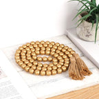 RAMIRABI 58in Wood Bead Garland, Farmhouse Rustic Country Decor, Gold - Image 2